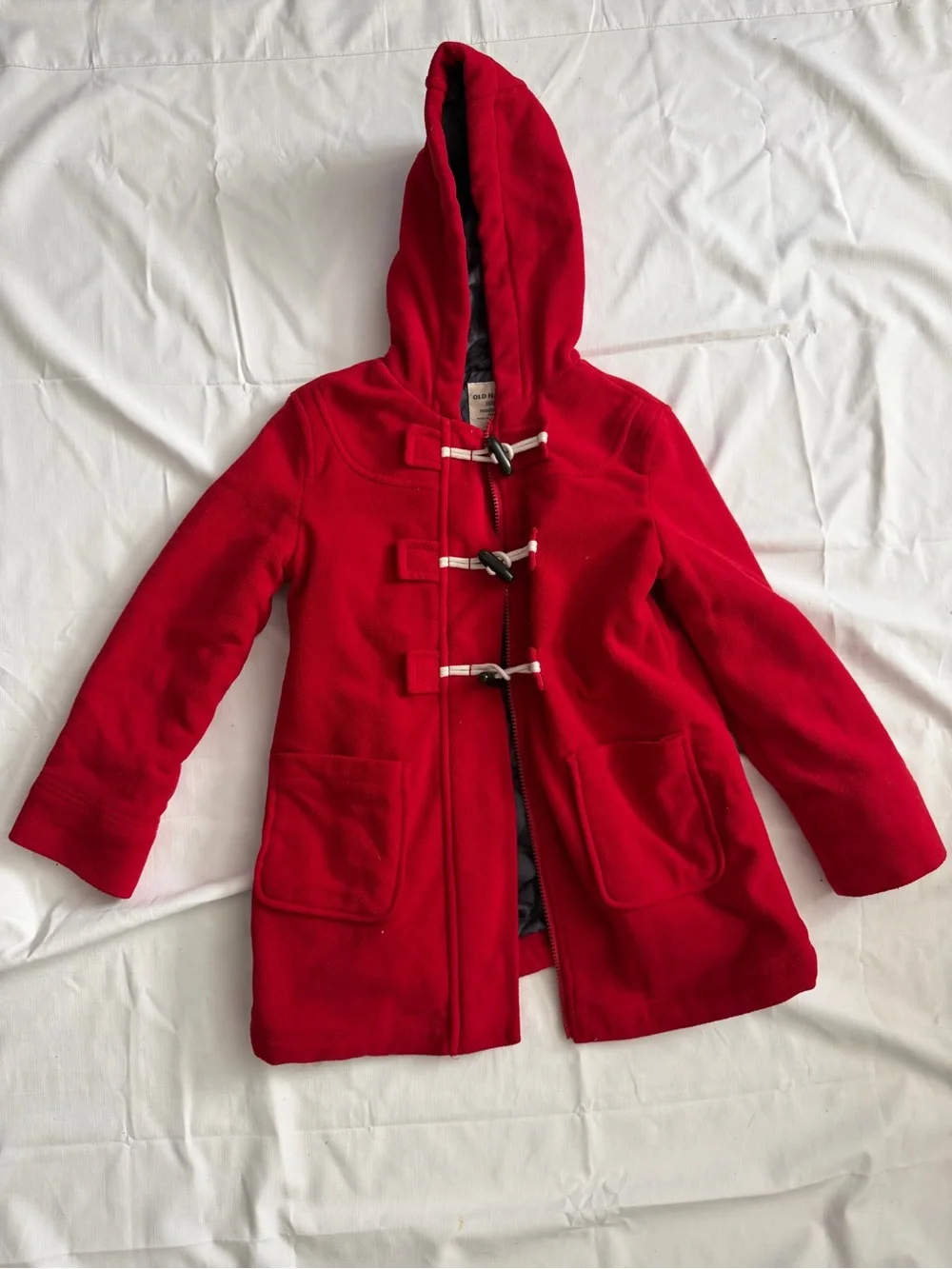 Red Hooded Toggle Coat